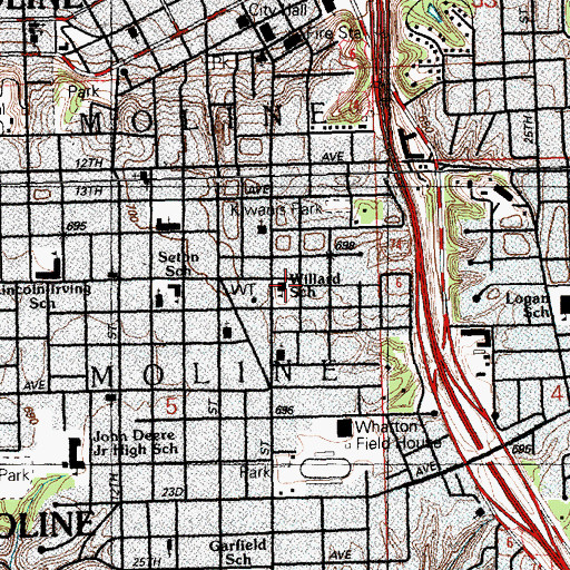 Topographic Map of Willard Elementary School, IL