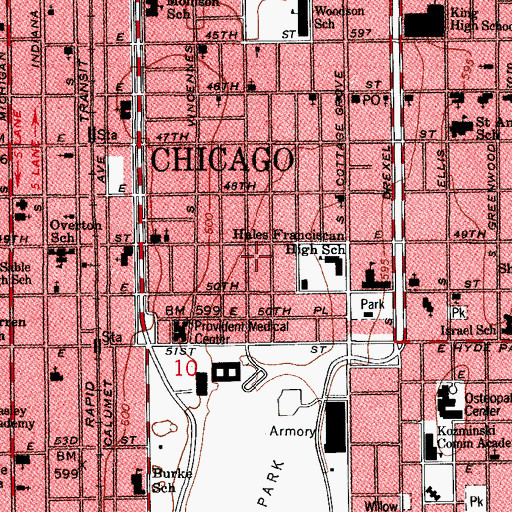 Topographic Map of Willard School, IL