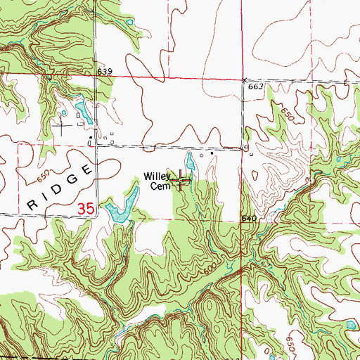 Topographic Map of Willey Cemetery, IL