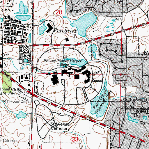 Topographic Map of William Rainey Harper College, IL