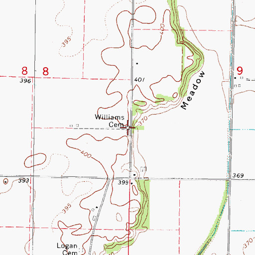Topographic Map of Williams Family Cemetery, IL