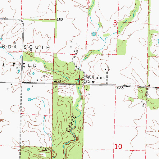 Topographic Map of Williams Cemetery, IL