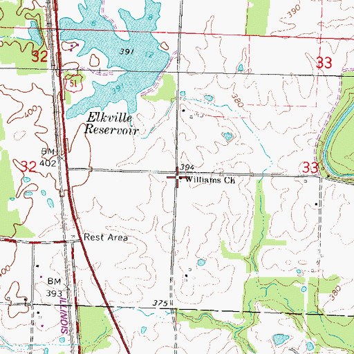 Topographic Map of Williams Church, IL