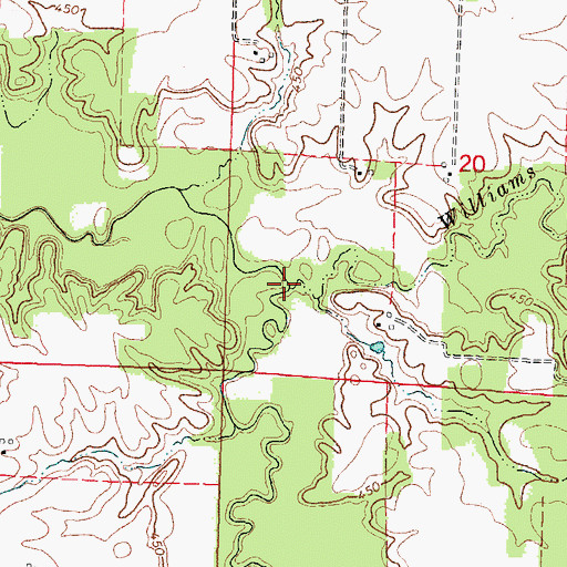 Topographic Map of Williams Creek, IL