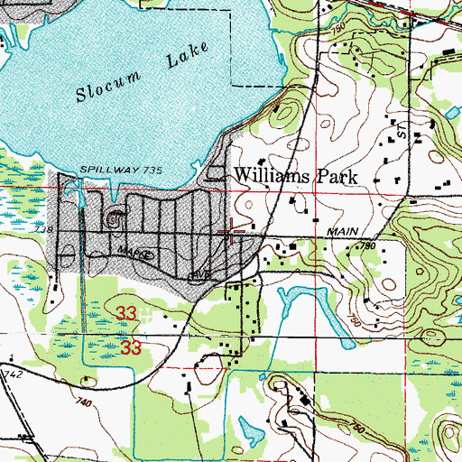 Topographic Map of Williams Park, IL