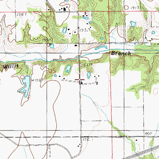 Topographic Map of Willis Chapel, IL