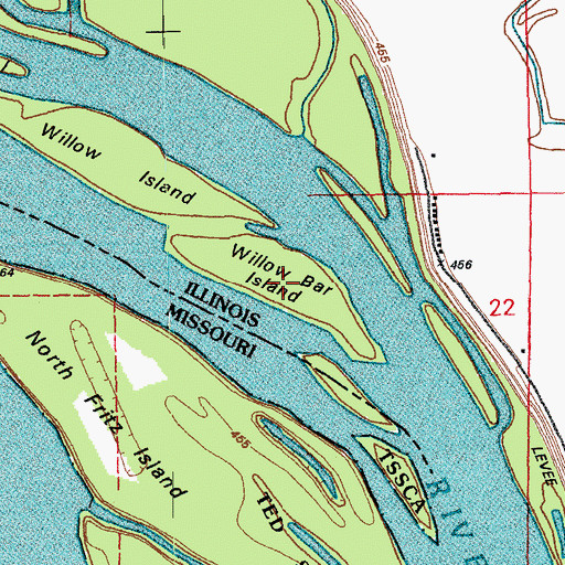 Topographic Map of Willow Bar Island, IL
