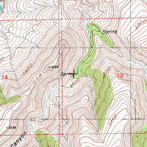 Topographic Map of Hackberry Spring, AZ