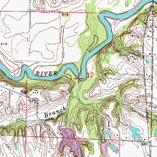 Topographic Map of Willow Branch, IL