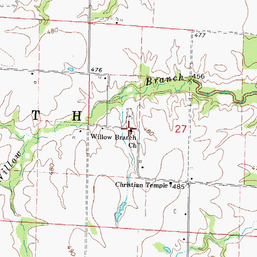 Topographic Map of Willow Branch Church, IL