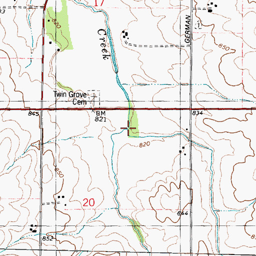 Topographic Map of Willow Creek, IL