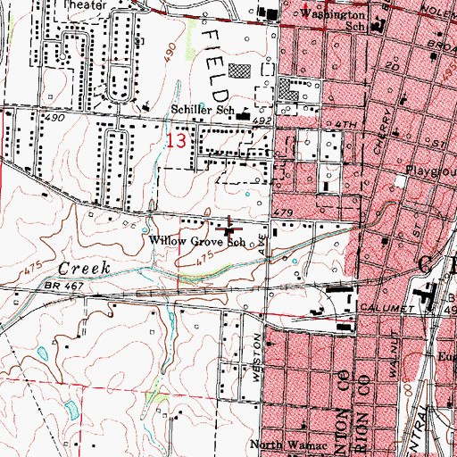 Topographic Map of Willow Grove School, IL