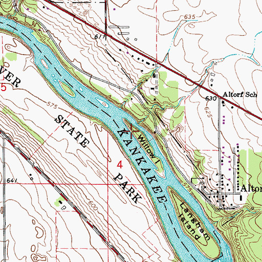 Topographic Map of Willow Island, IL