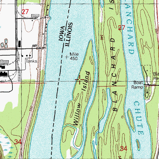 Topographic Map of Willow Island, IL
