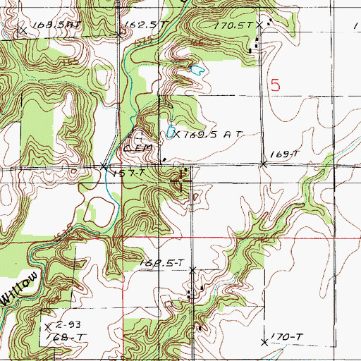 Topographic Map of Willow Prairie Church (historical), IL