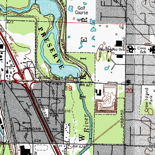 Topographic Map of Willow Road Dam, IL
