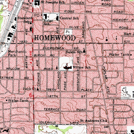 Topographic Map of Willow School, IL