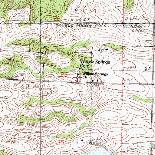 Topographic Map of Willow Springs Mennonite Church, IL
