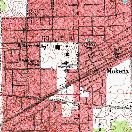 Topographic Map of Willowcrest School, IL