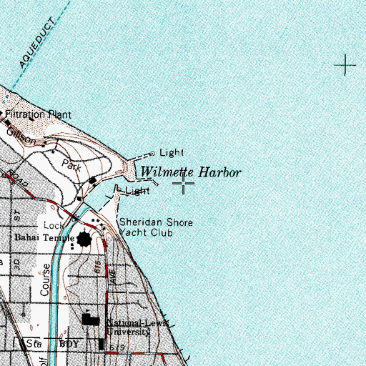 Topographic Map of Wilmette Harbor, IL