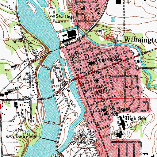 Topographic Map of Wilmington, IL
