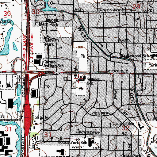 Topographic Map of Wilmot Elementary School, IL