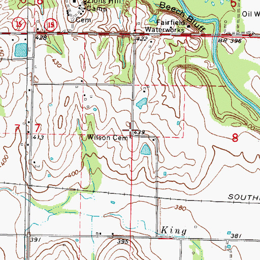 Topographic Map of Wilson Cemetery, IL