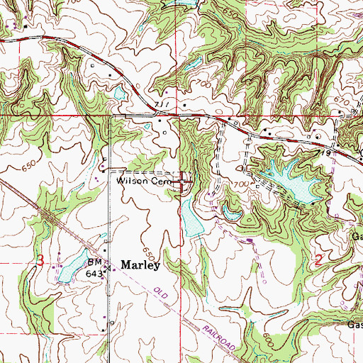 Topographic Map of Wilson Cemetery, IL