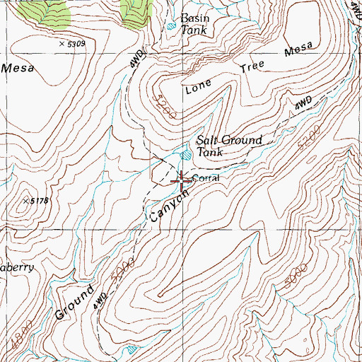 Topographic Map of Salt Ground Corral, AZ