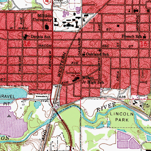 Topographic Map of Woodrow Wilson Junior High School, IL