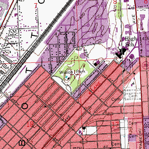 Topographic Map of Wilson Park, IL