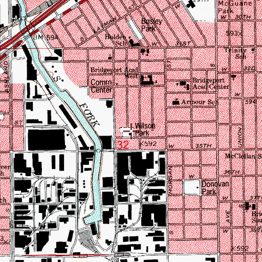 Topographic Map of Wilson Playground, IL