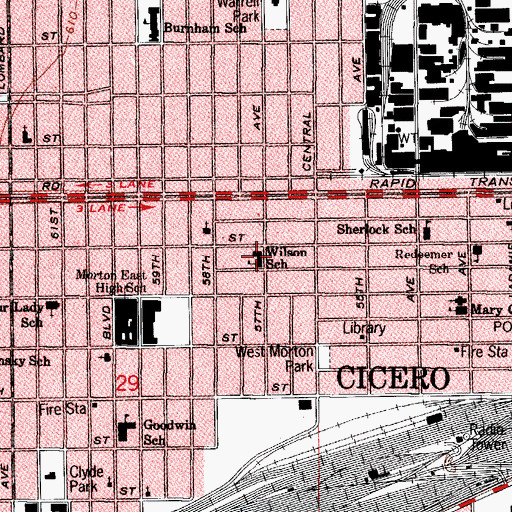 Topographic Map of Woodrow Wilson Elementary School, IL