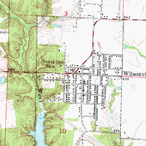 Topographic Map of Wilsonville, IL
