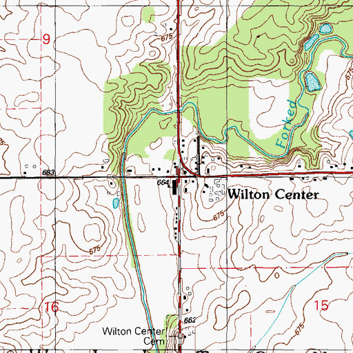 Topographic Map of Wilton Center, IL