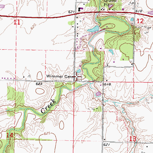 Topographic Map of Wimmer Cemetery, IL