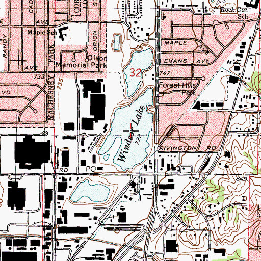 Topographic Map of Windsor Lake, IL