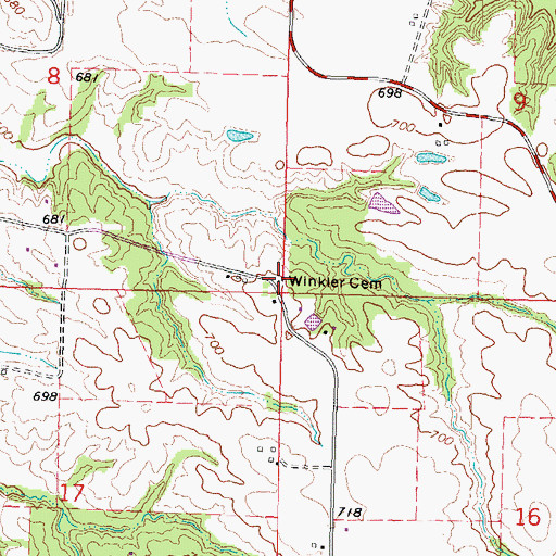 Topographic Map of Winkler Cemetery, IL