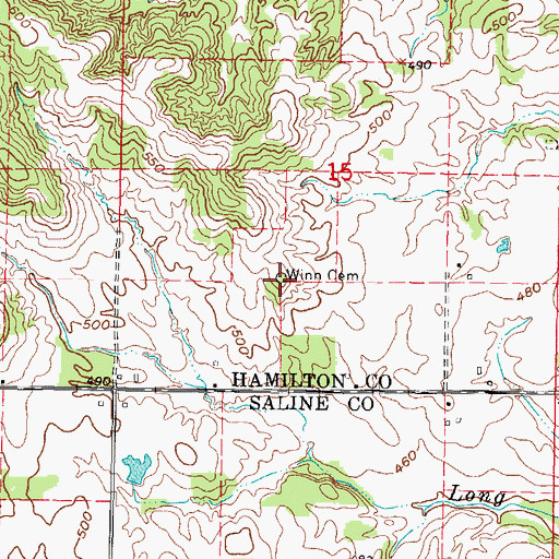 Topographic Map of Winn Cemetery, IL