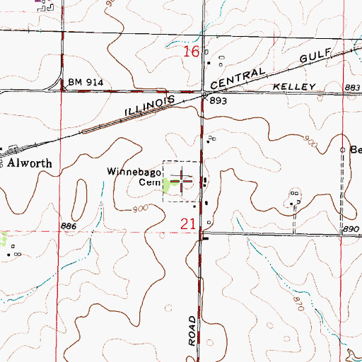 Topographic Map of Winnebago Cemetery, IL