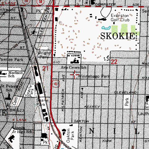 Topographic Map of Winnebago Park, IL