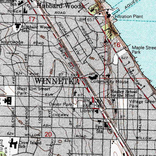 Topographic Map of Winnetka, IL