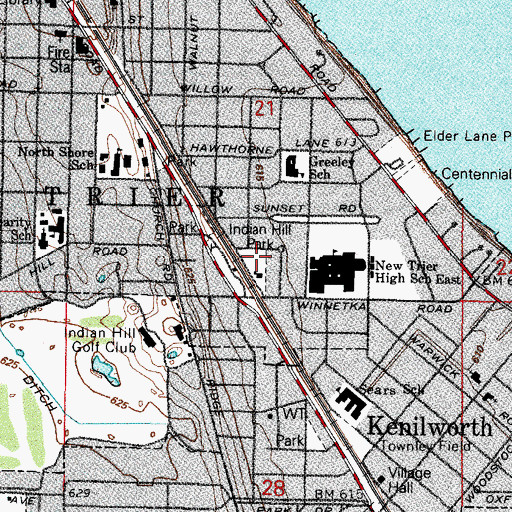 Topographic Map of Winnetka Park, IL
