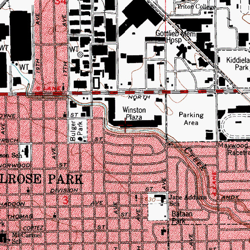 Topographic Map of Winston Plaza Shopping Center, IL