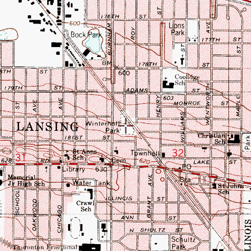 Topographic Map of Winterhoff Park, IL