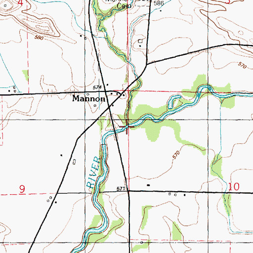 Topographic Map of Winters Creek, IL