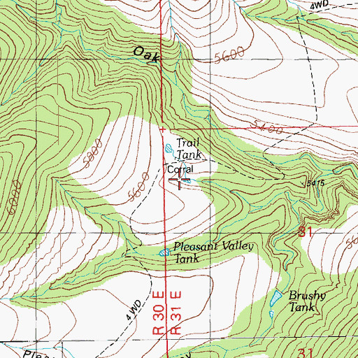 Topographic Map of Pleasant Valley Tank Number Two, AZ