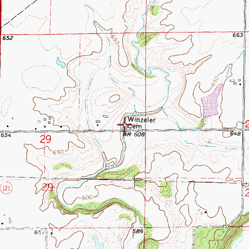 Topographic Map of Winzeler Cemetery, IL