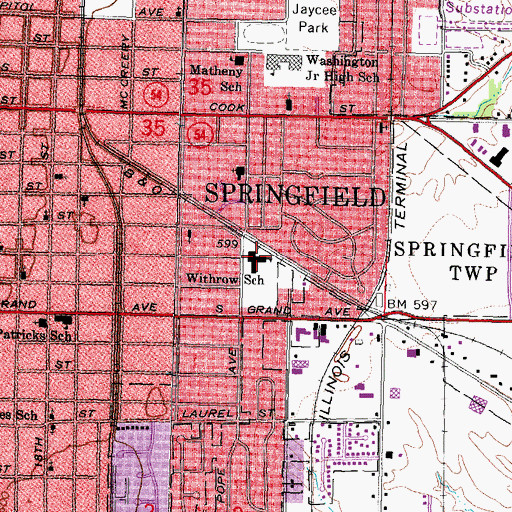 Topographic Map of Withrow Elementary School, IL