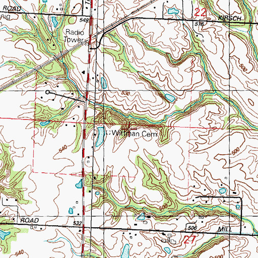 Topographic Map of Wittman Cemetery, IL
